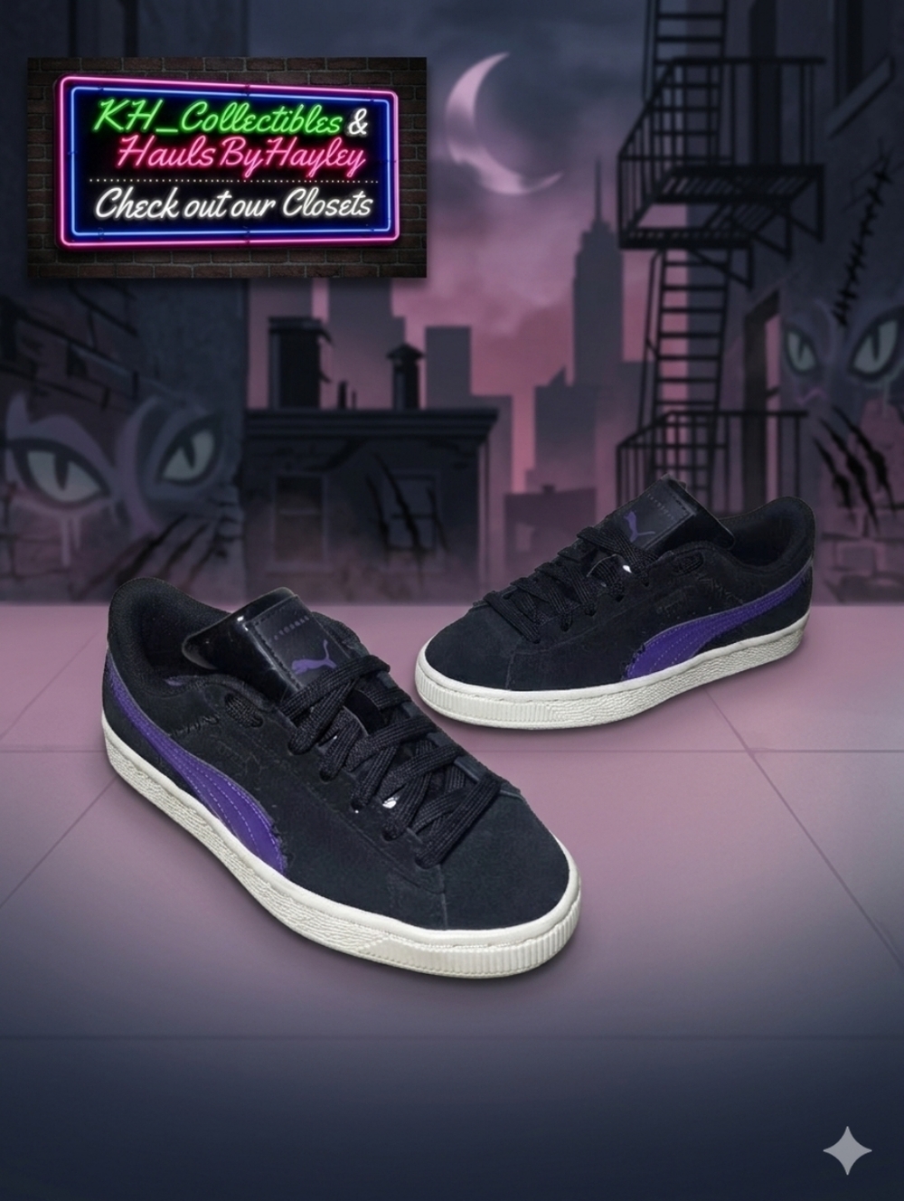 Puma Suede x Batman Catwoman Sneakers Womens Size 6 Black Purple NWOT